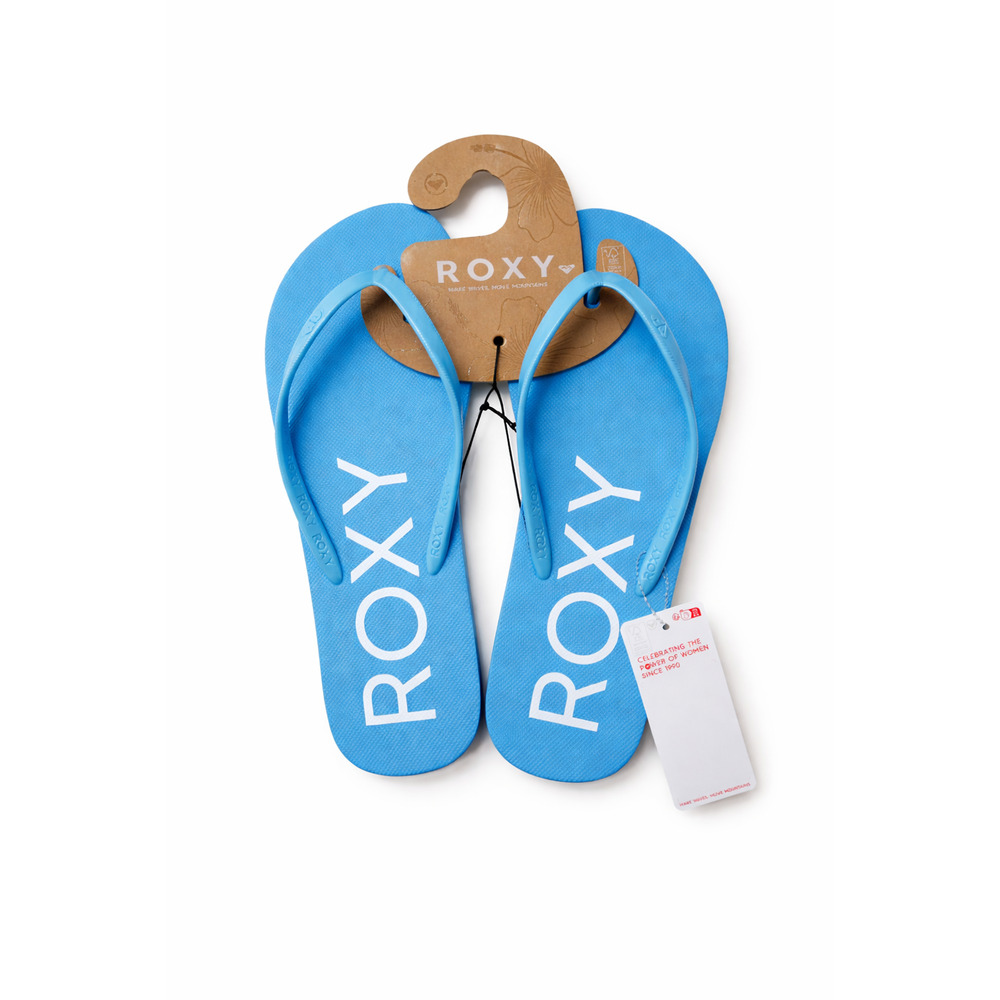 Roxy Flip Flops Womens Size 10 Blue Sandals Logo Beach Summer Thong